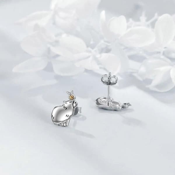 Moderigtig Capybara Ørering Tilbehør Søde Øreringe Stikker Smykker til Kvinder Silver Plated