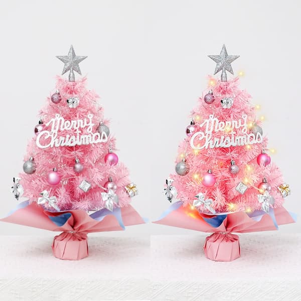 Small Christmas Tree with Lights, 60 cm Artificial Mini Christmas Tree Table Decoration, for Christmas Home Kitchen Dining Table Decor