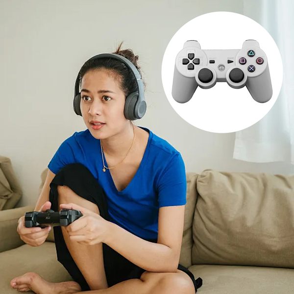 PS3 Bluetooth trådløs vibrationscontroller til PS3-spil silver gray