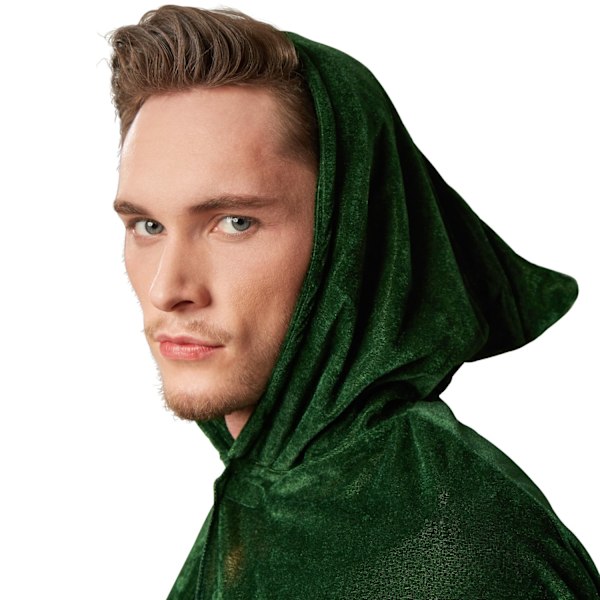 tectake Sammetskappa med huva - 158 cm Green Grön