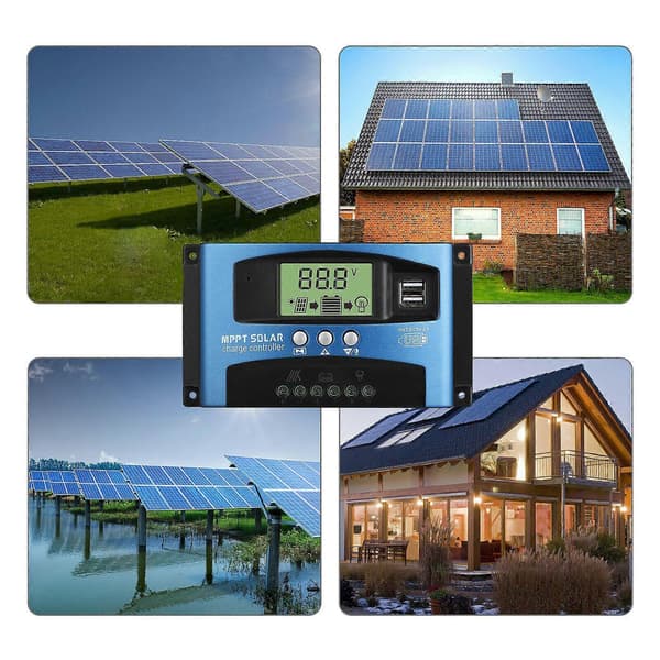 MPPT Solar Charge Controller 30A 40A 50A 60A 80A 100A Automatisk Opladning Afladning LCD Solpanel Batteri Regulator 80A