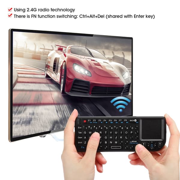 Mini Wireless USB Keyboard Portable Ultrathin Backlit 100RF 2.4G Multifunction Black