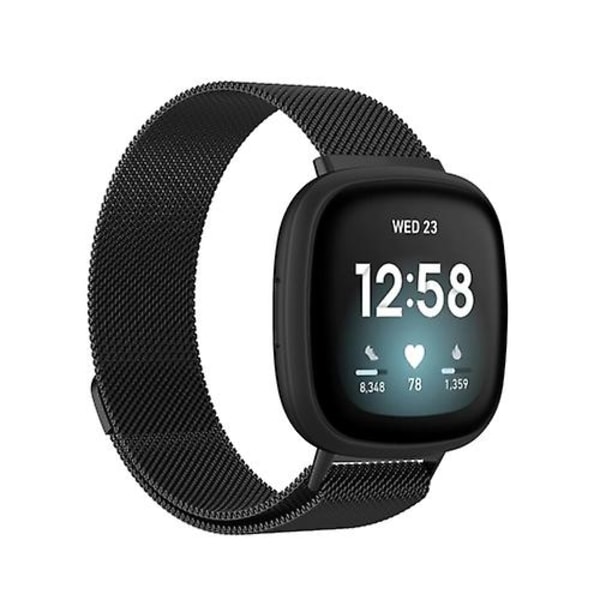 Kompatibel med Fitbit Versa 3 Milanese klockarmband HMV Black