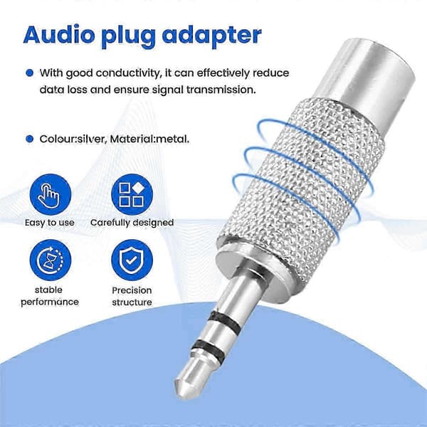 3,5 mm Stereo Han til Mono Hun Audio Adapter silver