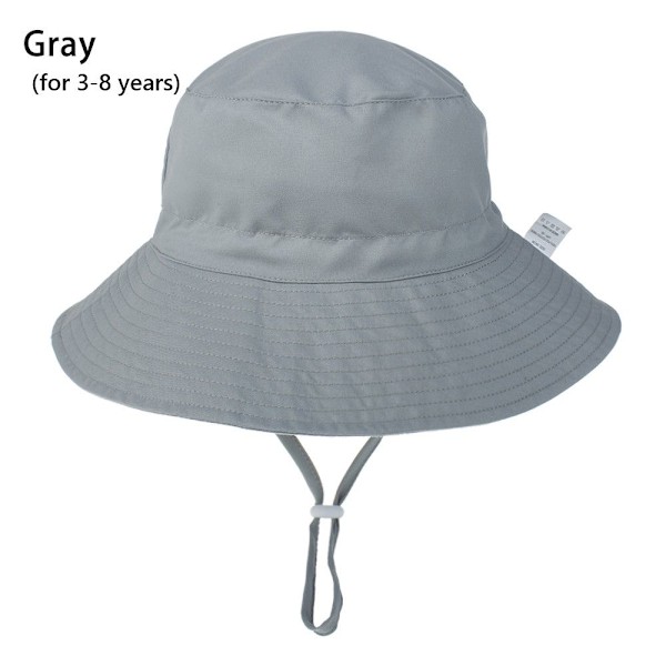 Sommar Baby Solhatt Barn Utomhus Nacke Öron Skydd Anti UV-skydd Strandhattar Pojke Flicka Badhattar För 0-8 År Gray (for 3-8 years)