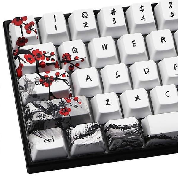 Nyhet Allover Dye Subbed 71 Key Profile Keycap, JP Black  white