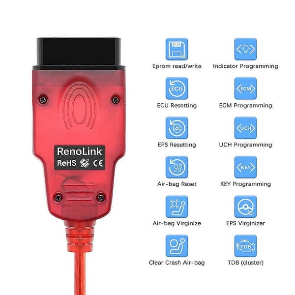 For Renault Renolink V2.10 Bildiagnostisk OBD OBD2 ECU-programmerer ECM UCH Nøkkelprogrammeringsverktøy Not Specified
