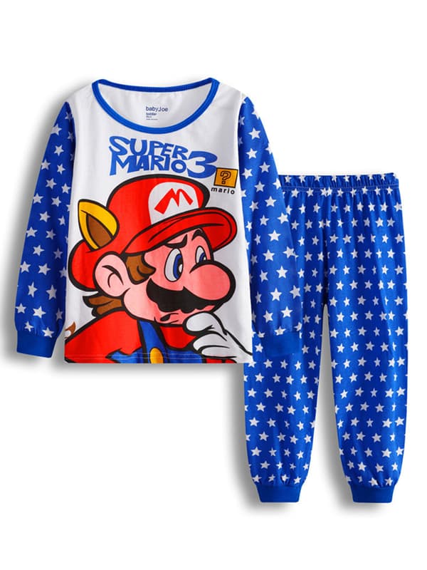 1 Sett Barn Pyjamas Super Mario Langermet Pullover Sett Nattøy C C 130cm