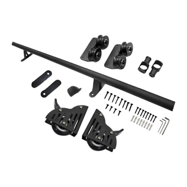 Rullende Biblioteksstige Hardware Kit Højtydende Toprulle Black Rail Length 2m