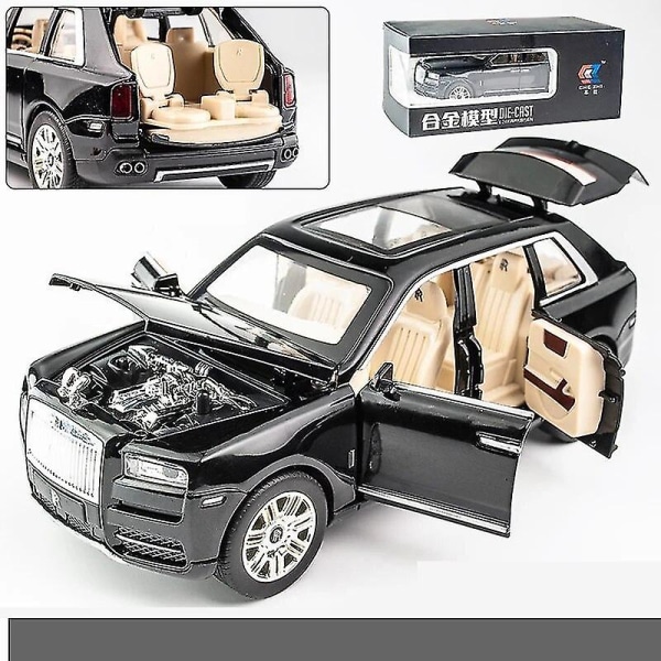 1/24 Rolls Royce Phantom Toy Bilmodell Diecast Metal Lyx Miniatyr Pull Back Ljud Ljus Dörr Öppningsbar Samling Present Kid Rolls Royce Cullinan