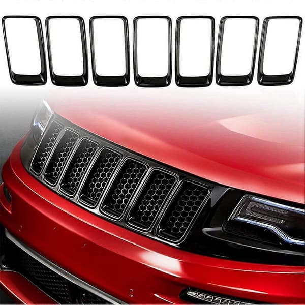 7PC Blank Sort Grillring Frontgrillindsatser Dæk Trim Kit til Grand 2014-2016
