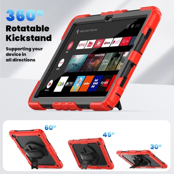 Samsung Galaxy Tab A9+ / A11+ Silicone + PC Case with Shoulder Strap Röd