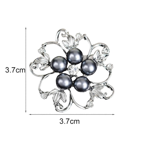 Kvinnobrosch Ihålig Blomma Faux Pärla Strass Legering Halkfri Axelväska Kostymkappa Krage Grey