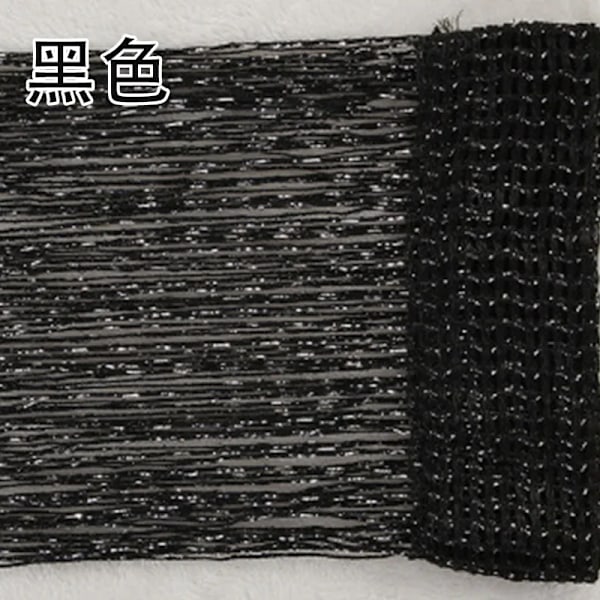 1x2m Trådgardin Glänsande Tofs Linjegardiner Fönster Dörrdelare Drapering Kompatibel med Hem Vardagsrum Hotell Café Inomhusinredning Kappa 02 Black W100xH200cm