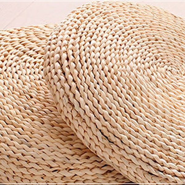 Tatami Futon Meditasjonspute tykk/tynn Rund Pute Maiskolbe Stråflettet Matte Japansk Stil Pute med Silkevatt Single Layer diameter 30