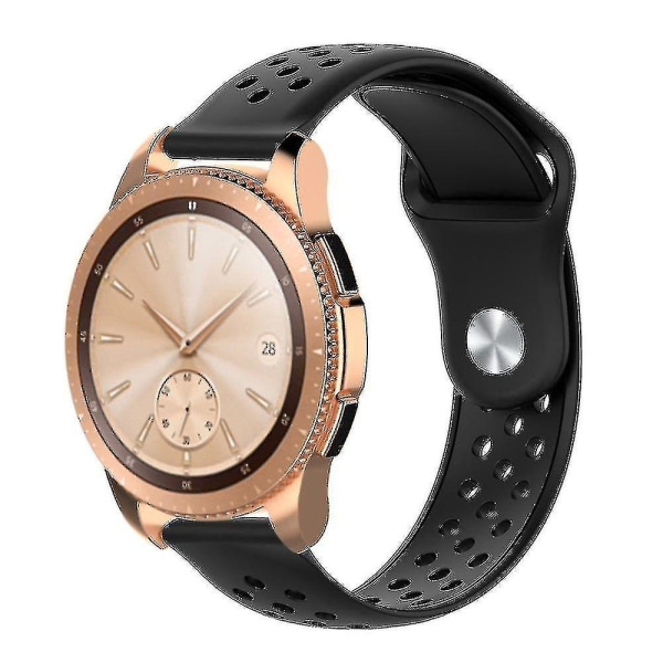 20 mm svart perforerat watch Silikonarmband för watch för S