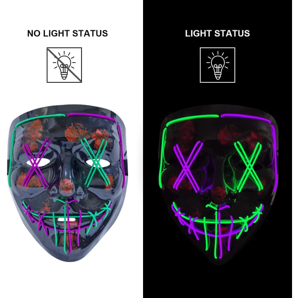 Halloween Mask LED Light up Mask för Festival Cosplay Halloween kostym maskeradfester