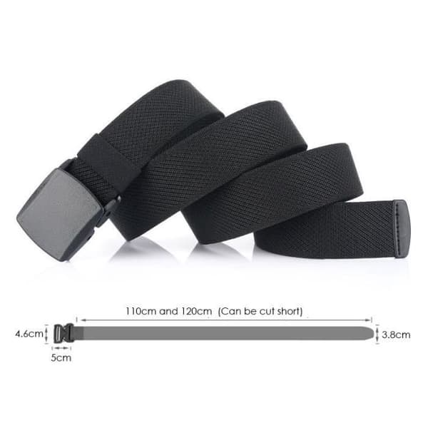 115 cm - Grå-svart - Elastisk nylonbelte for menn, metall, tøyelig, solid, unisex, moteriktig