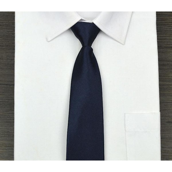 Damslips, 7 cm, klassisk enfärgad, vanlig slips för män (g72 Marinblå dragkedja)