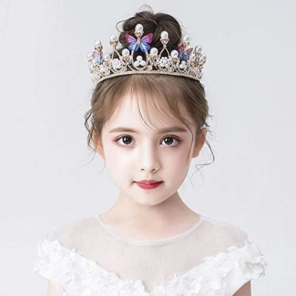 Barnkronor Huvudbonad Prinsessa Flicka Krona Kristallblomma Barn Stort Hårband Barn Baby Födelsedag Brud Håraccessoarer