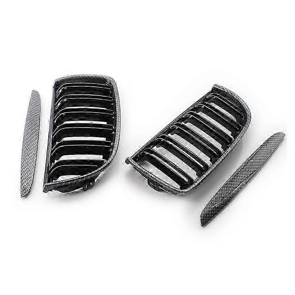 Bil Kulfiber Look Front Kidney Grille Dobbelte Lameller til 3-serie E90 E91 2005-2008