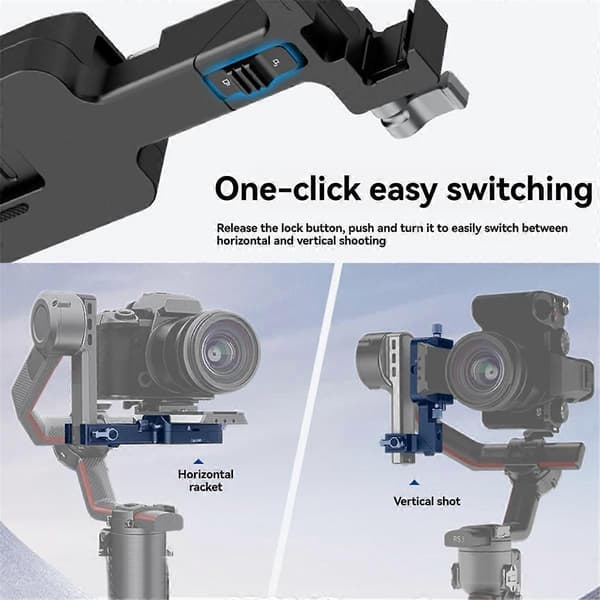CA108 Vertikal Kameramontering til RS3 Pro 3 2 Gimbal Tilbehør Horisontal-til-Vertikal Monteringsplade Black