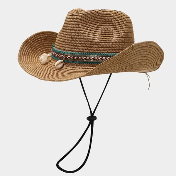 XJYDNCG Cowboyhat til kvinder, stråhat, sommer solhat til kvinder og mænd - hvid