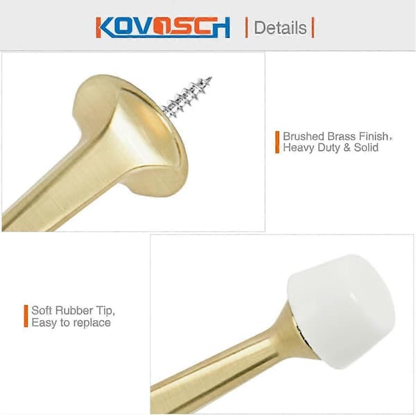 SDIGV 2-pak solide, stive dørstoppere - kraftige, holdbare dørstoppere vægbeskytter med bløde gummispidser, satinnikkel Brushed Brass*16