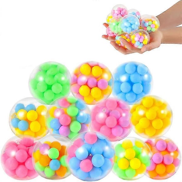 Luckkin 1 st Glitter Skum Led Färgade Pärlor Druva Ventilationsboll Antistress Stress Relief Fidget Leksak Squishy Stressboll För Barn Vuxna 20pcs beads ball