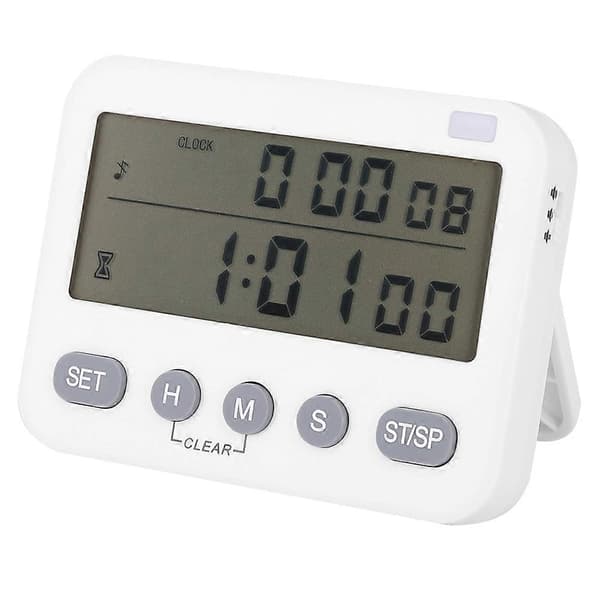 Hjemmekøkken Timer Lydløs Vibrations Vækkeur Påmindelse White