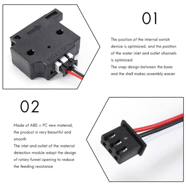 3D-printer filamentdeteksjonsmodul med 1M kabel Run-Out sensor material Runout detektor for Ender black