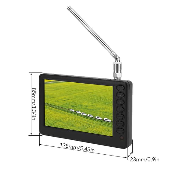 5 tommer bærbar TV ISDB T-kompatibel genopladelig 1080P mini digitalt fjernsyn Solid Normal