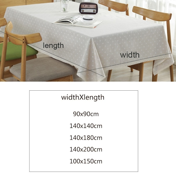 Bordsduk med prästkragemönster, storsäljare i linne och bomull med spetskant, rektangulär bordsduk för hem och hotell, textil White 140x140cm
