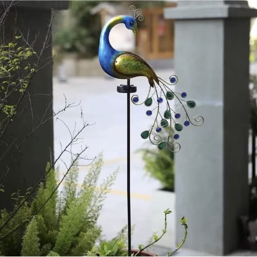 LED Havelampe Påfugl - Solcelle 600
