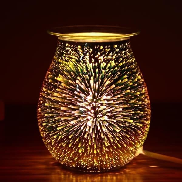 3D elektrisk glasdiffusor, aromatisk vaxbrännare, doftlampa, nattlampa, aromdiffusor
