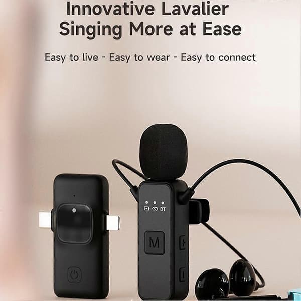 Bluetooth 5.1 Lavalier lydmottaker + 3,5 MM AUX øretelefonsett med mikrofon støyreduksjon spill/musikk/samtale stereoadapter Black