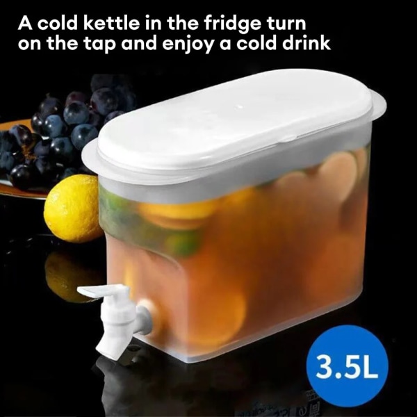 3,5L kallvattenhink med kran Hem Kylskåp Dryckesdispenser Hink Drick Juice Frukt Te Kanna Isvattenkokare Dispenser white