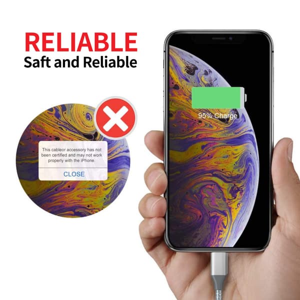 5-pakning nylon Iphone-lader Lightning-kabel Hurtig Ch
