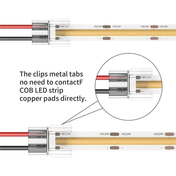 LED Strip Lysforbindere, 60 Stykker, 2 Pin, Gennemsigtig, Loddefri