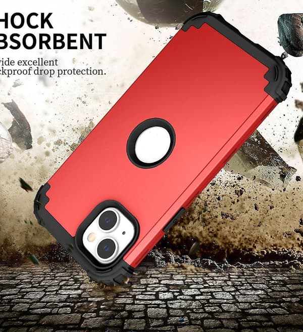 Silikone Hybrid PC-telefoncover til iPhone 15 Red