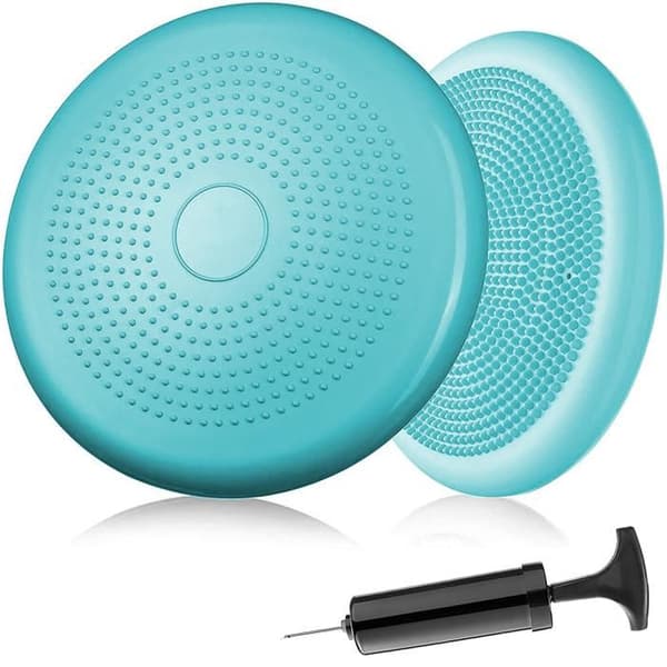 Kugleformet siddepude, 33 cm diameter, med pumpe, til balance- og rygtræning