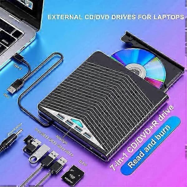 Ekstern CD DVD-drev til læser/skriver PC Laptop Windows 11 10 USB 3.0 Brænder 2025