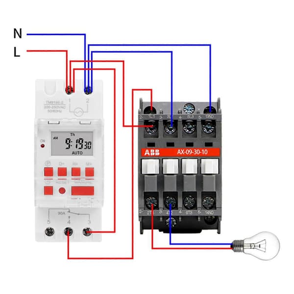 2X SINOTIMER TM919B 220V 30A Programmerbar Digital Timerkontakt DIN Automatisk Cyklus Timing Controller til Lys, Ventilatorer White
