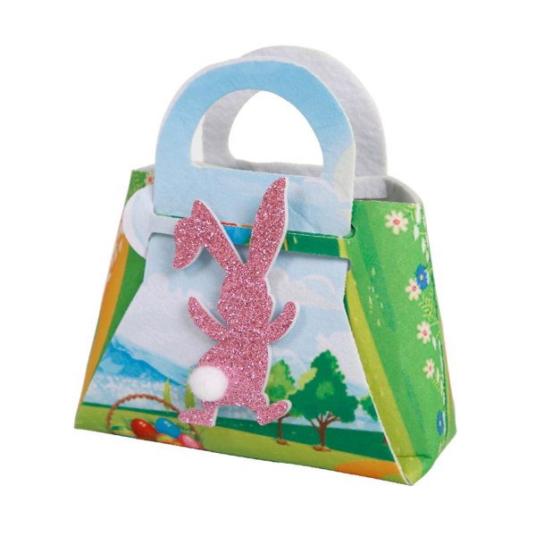 Filtpåskkorg Handväska Påskgodispåse Presentkakaförpackningslåda för bebisar Rabbit style