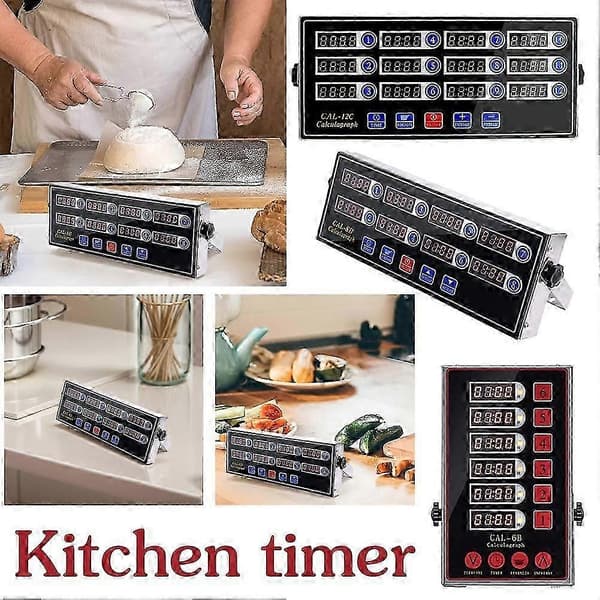 Kommerciel 8-kanals digital køkkentimer, rustfrit stål Calculagraph Timer Tier 8