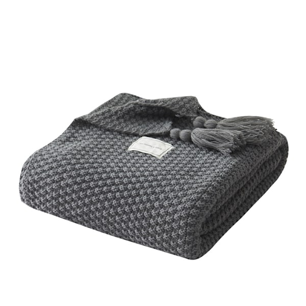 Rutig Filt Beige Grå Kaffe Pläd Varm Vinter Jul Säng Soffa Stickad Filt manta sofa decorativa Grey 70x100cm No Tassel