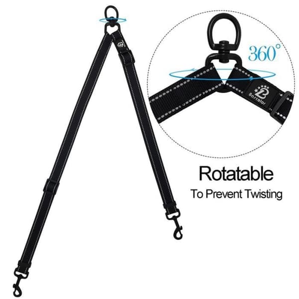 Dobbel kobbelkobler, solid nylonseparator, justerbar for to store hunder