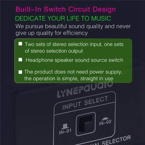 2X Kilde Signalvælger, Switch, Højttaler, Kilde O, Switch, Tab, 2-i-1 eller 1-i-2 Interface, Metal, Sort