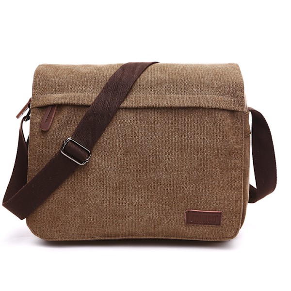 Vintage Canvas Messenger Bag för män, axelväska med spänne, avslappnad och bärbar, koreansk trend, enkel army green Large 35x7.5x30cm