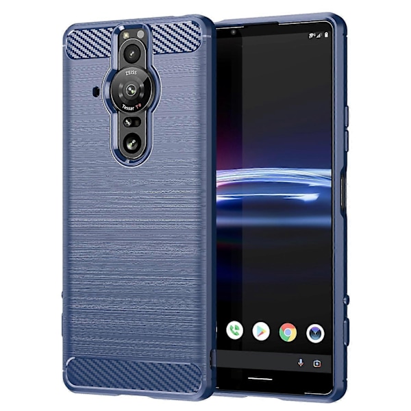 Kompatibelt med Sony Xperia Pro-I Borstat Kolfibertextur TPU Mobilskal - Perfekt Blue